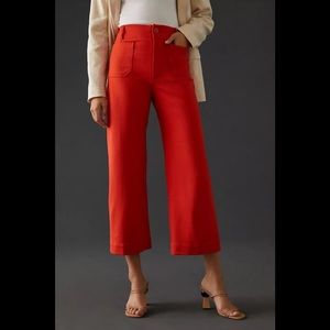Anthropologie Orange 'The Colette' Linen Wide-Leg Ankle Culottes size 6 w…